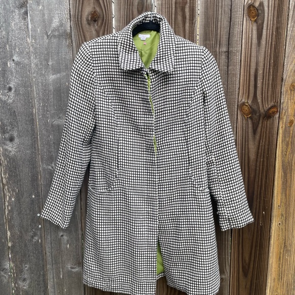 Apt. 9 Black and White Trench Coat with Modern Tailoring - Picture 1 of 6
